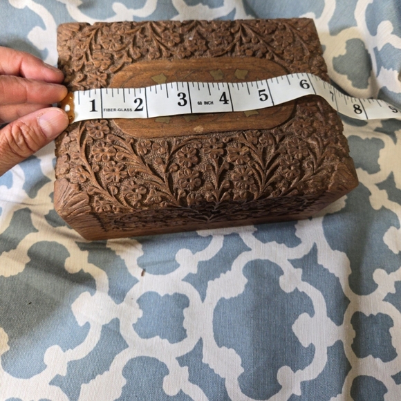 Vintage intricate hand carved inlayed nesting wood boxes - Picture 3 of 12